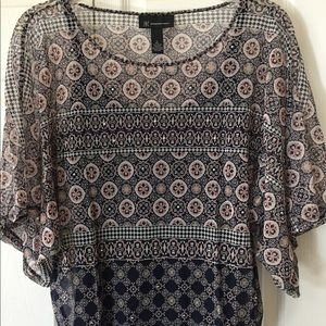 INC 2pc tank/blouse navy and pink sz large